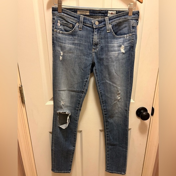 AG Adriano Goldschmied The Legging Ankle Super Skinny Distressed Jeans Sz 26R - Picture 1 of 16